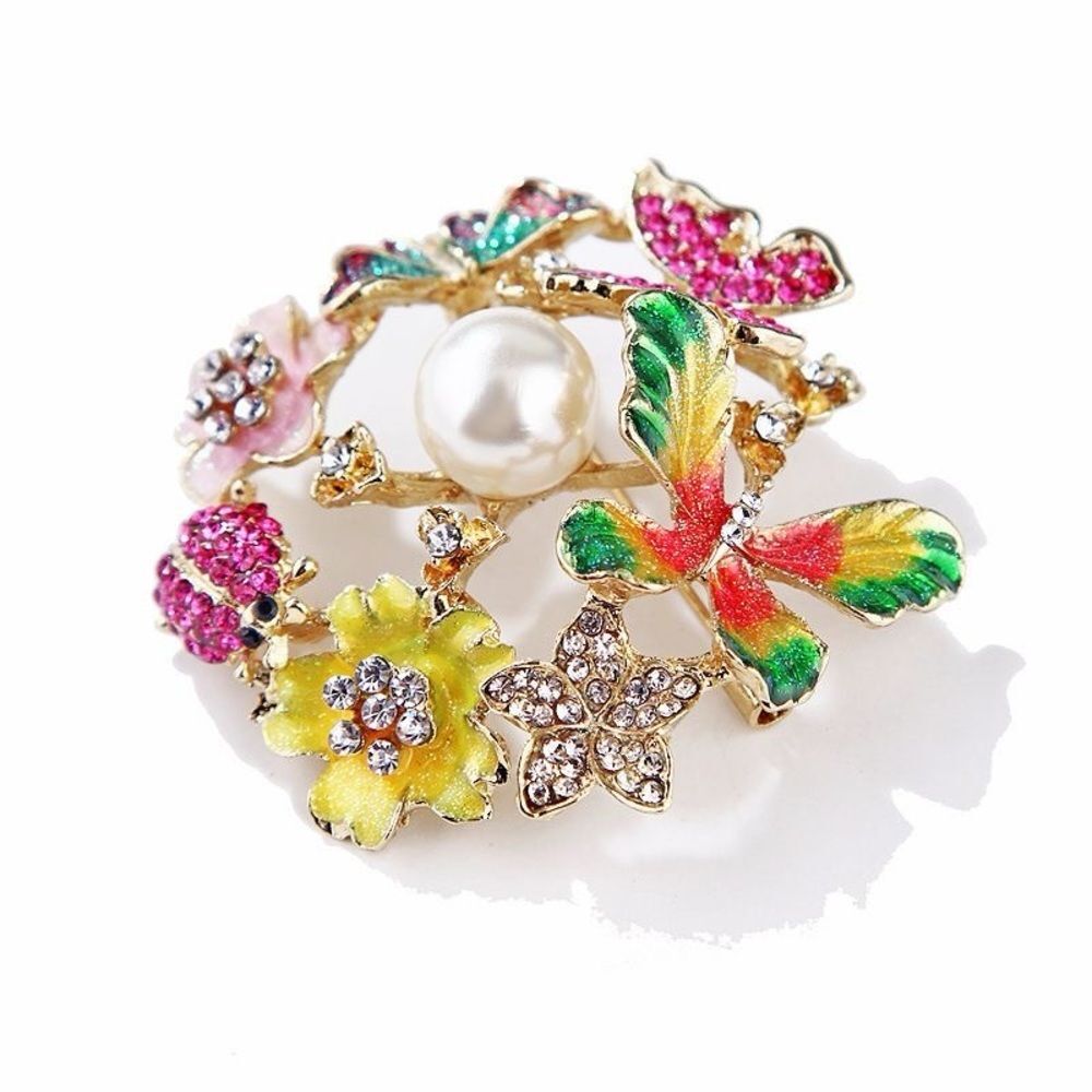 Multi-Color Butterfly Flower Ladybug Brooch